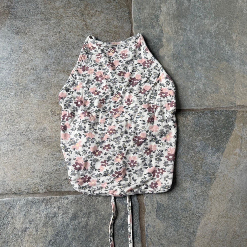 Garage Sweet Cream‎ Floral Ditsy Strappy Back Halter Top Size M Stretchy Y2K NWT